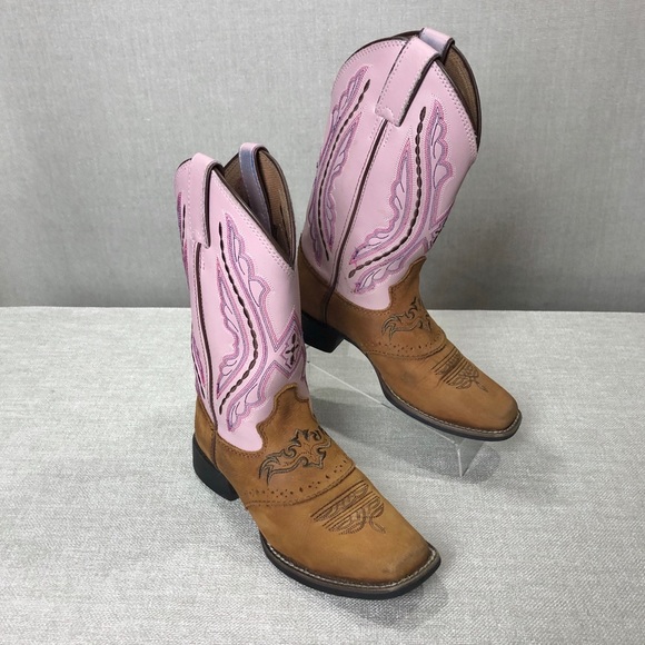 Justin Boots Other - JUSTIN Girls Pink and Brown Suede Cowboy Boots 1D